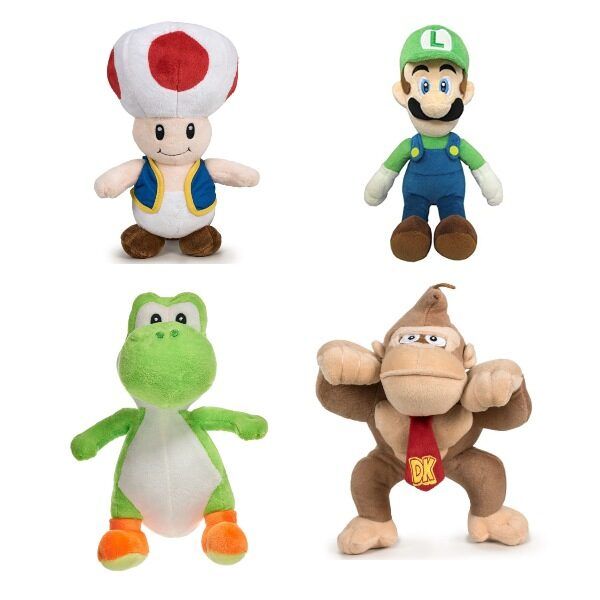 Peluche Super Mario Bros: Luigi, Donkey Kong, Yoshi y Toad